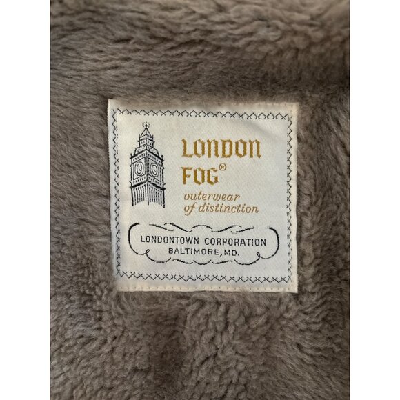 VTG London Fog Mens Coat Faux Fur Collar Beige Size 46 Regular Mid-Length READ - Picture 4 of 12